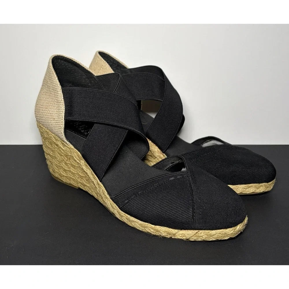 Lauren Ralph Lauren Collins Black Elastic Wedges Women's 7.5B M